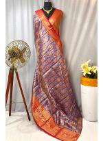 Kanjivaram Silk Blue Traditional Wear Weaving Saree